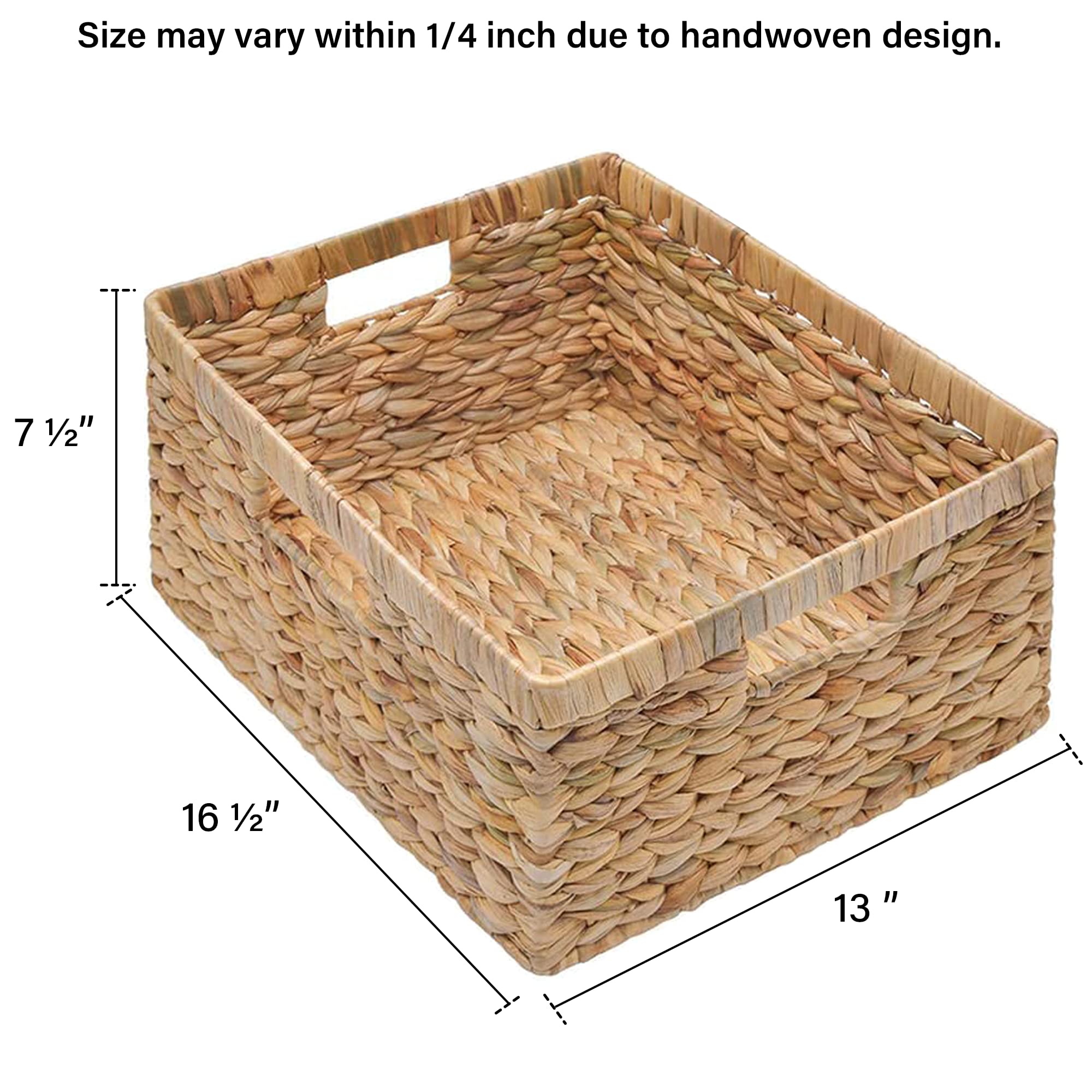Storageworks Jumbo Wicker Basket, Water Hyacinth Basket With Built-In Handles, Wicker Storage Basket For Organizing, 1 Pack